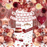WEQTWL burgundy rose gold banner adds a stylish party backdrop for photos