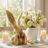 Wesiti Spring Rabbits Decoration: vintage gold bunny figurine adds elegant Easter centerpiece.