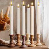 West Ivory 10-inch fluted candle in cream beige for elegant, flameless ambiance