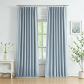 West Lake dusty blue Bailey pinch-pleated curtains 84in blocks light for bedroom privacy