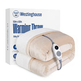 Westinghouse heated throw blanket on a sofa for quick warmth and comfort.