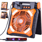 WESTTREE solar fan front view for outdoor cooling on camping trips.