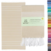 Wetcat Turkish beach towel oversized 38x71 for comfortable sunbathing and easy travel.