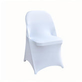 Wexninaz white folding chair cover, packaging image, ready to elevate wedding and event decor.