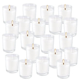 Wfmolcand unscented votive candle in clear glass for weddings and events.