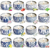 Wfmolcand 16 blue and white tins set creates a calming home ambiance.