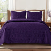 Whale Flotilla queen quilt bedspread in soft purple for all-season comfort.