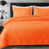 Whale Flotilla soft queen coverlet orange showcases plush texture and all-season warmth.