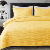 Whale Flotilla soft queen quilt coverlet in yellow, lightweight warmth all year round