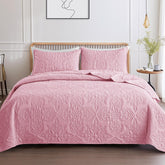Whale Flotilla soft twin quilt overview in pink, highlighting lightweight all-season comfort.