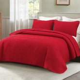 Whale Flotilla Ultra Soft Queen Quilt Set coverlet offers plush finish for cozy nights.