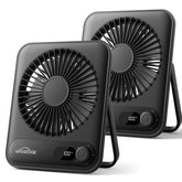 WHATOOK desk fan 2 pack front view with compact cooling for a desk.