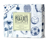 Where The Polka Dots Roam baseball-themed bedding enhances kids' beds with vibrant sports style