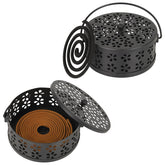 Whiidoom mosquito coil holder round iron black keeps coils secure indoors.