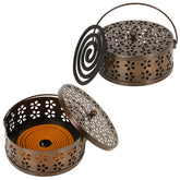 Whiidoom portable iron mosquito coil holder with round bronze finish, ideal for outdoor use.