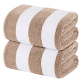 White Classic cabana stripe towel in 35x70 inches for beach lounging and quick drying