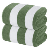 White Classic Beach Towel with oversized cabana stripe for wrap-after-swim comfort