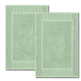 White Classic luxury bath mat in green, 22x34, 2-pack for spa-like comfort.
