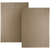 White Classic luxury bath mat taupe folded neatly for display and easy storage.