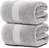 White Classic luxury bath sheets Dolphin Gray pack front, delivering hotel-grade comfort for daily use.
