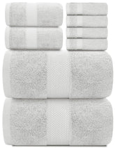 White Classic luxury bath towel 27x54 on display, highly absorbent Turkish cotton