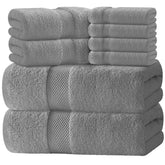 White Classic luxury bath towels show plush Turkish cotton and strong absorbency.