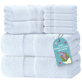 White Classic luxury bath towels showcase plush absorbent fabric for spa-like bathroom routine