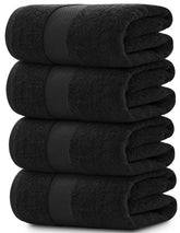 White Classic luxury black bath towels, 27x54 inches, four-pack for hotel-grade bath time