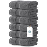 White Classic luxury dark gray towels 16x30 set for hotel-grade comfort