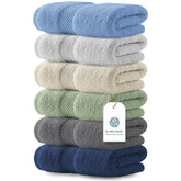 White Classic luxury multicolor hand towel close-up shows soft plush fibers for daily use.
