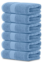 White Classic luxury light blue hand towels 16x30 set for hotel-quality softness.