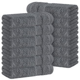 White Classic luxury washcloths 13x13 650 GSM in dark gray, plush and highly absorbent.