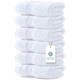 White Classic Luxury White Hand Towels folded neatly for home spa.