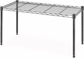 Whitmor 1-tier shelving unit in black during assembly for sturdy storage.