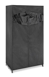 Whitmor 36-inch closet with double doors and fabric cover protects clothes from dust.