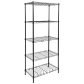 Whitmor 5-Tier Shelving Unit with wheels for mobile laundry storage.