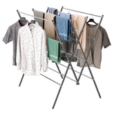 Whitmor drying rack with 12 poles boosts air flow for quicker, even drying.