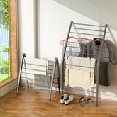 Whitmor Spacemaker folding-drying-rack with wall-lean design saves laundry space