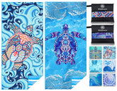 Widdonen microfiber beach towel folded compact for travel convenience.