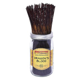 Wild Berry Dragon's Blood incense stick closeup releasing pine-sandalwood aroma for calm