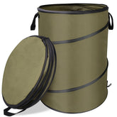 Willbetoper collapsible 30-gallon trash can open wide for leaves and yard waste.