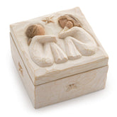 Willow Tree friendship box lid bas-relief detail, hand-painted keepsake.