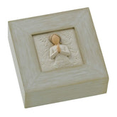 Willow Tree memory box with bas-relief angel carving, a graceful keepsake.