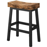 WINAZ Rustic Bar Stool seat view shows the saddle seat for comfortable long sits at the island.