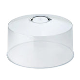 Winco CKS-13C round acrylic cake stand cover with chrome handle for secure display.