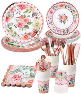 Winoo Design vintage floral rose gold 9-inch plates for elegant celebrations