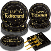 Wiooffen retirement 9-inch plates for elegant black gold table setting and quick cleanup
