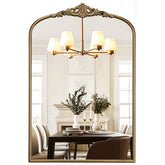 Wiserset Vintage Arched Gold Wall Mirror front view adds timeless elegance to living rooms