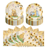 WISSLERMER bear plates in yellow, perfect for easy cleanup at baby showers.