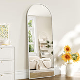 WISSMIELS full-length mirror arch frame enables head-to-toe outfit checks